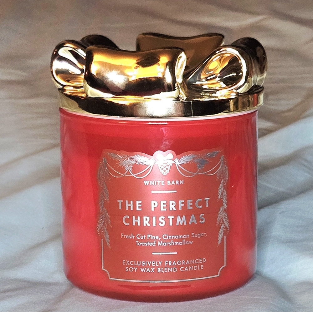 THE PERFECT CHRISTMAS White Barn Bath & Body Works 3-wick Scented Candle